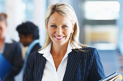 smiling woman in a blazer